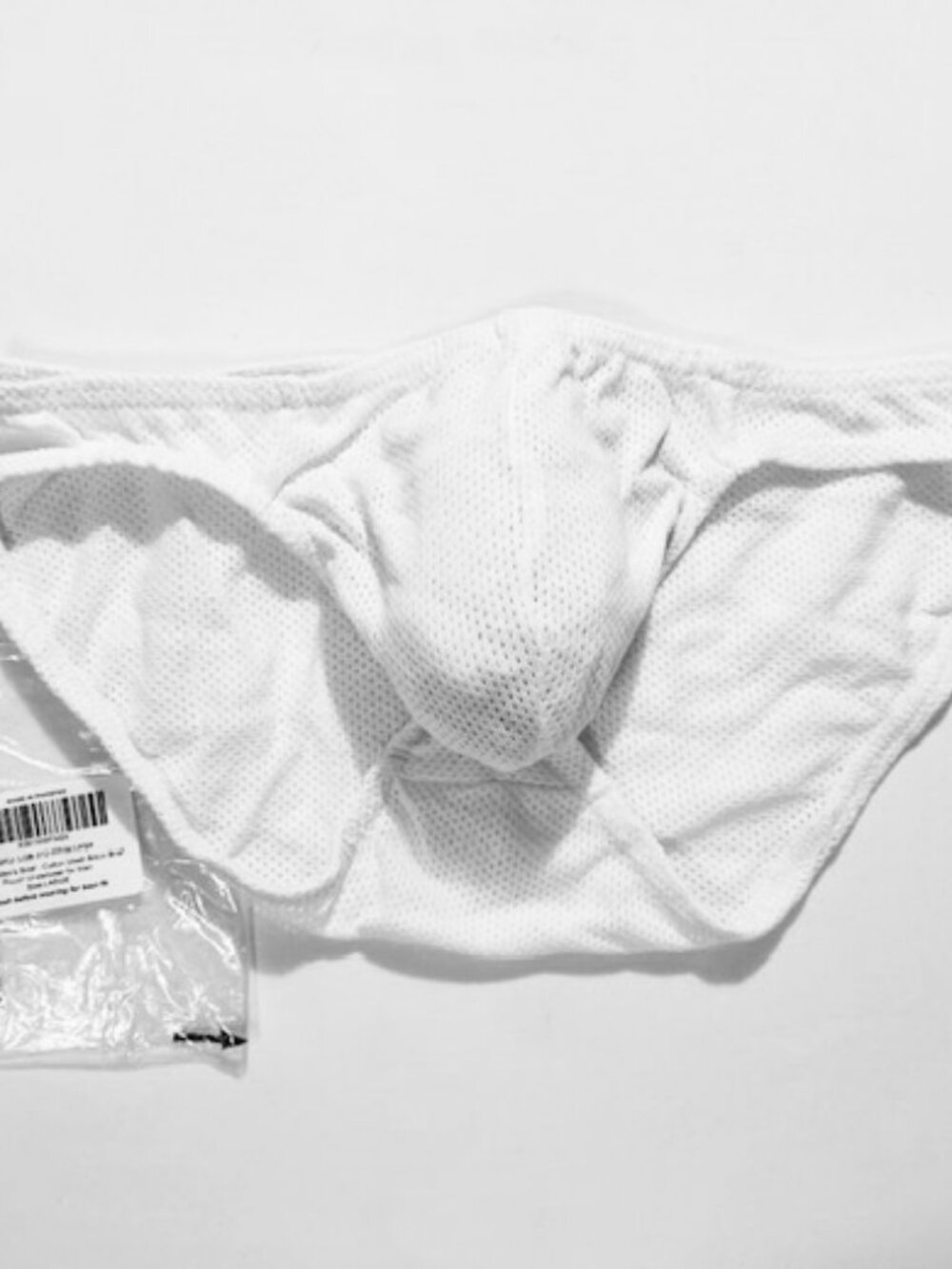 "LOBBO" Size Large 100% Cotton Mesh Bikini Brief (LOB-312-WHT-L) White